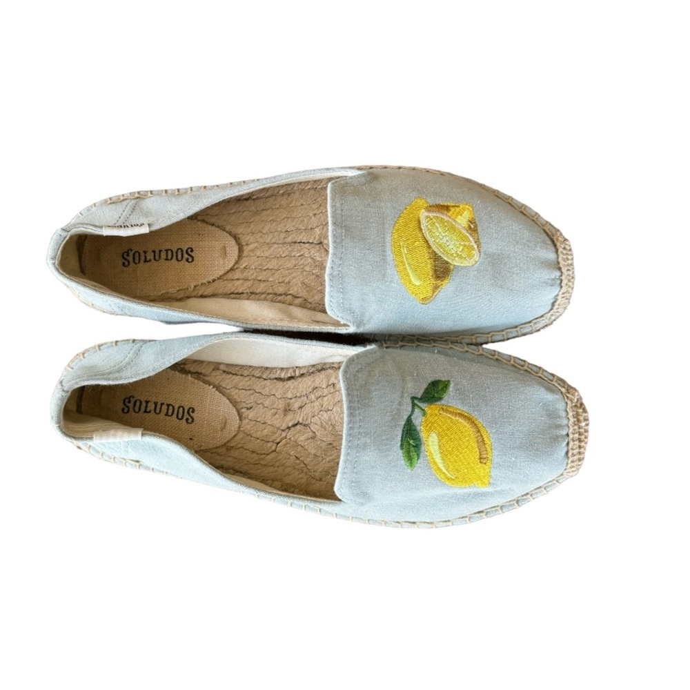 Soludos Light Blue Lemon Embroidered Loafers - Picture 3 of 9